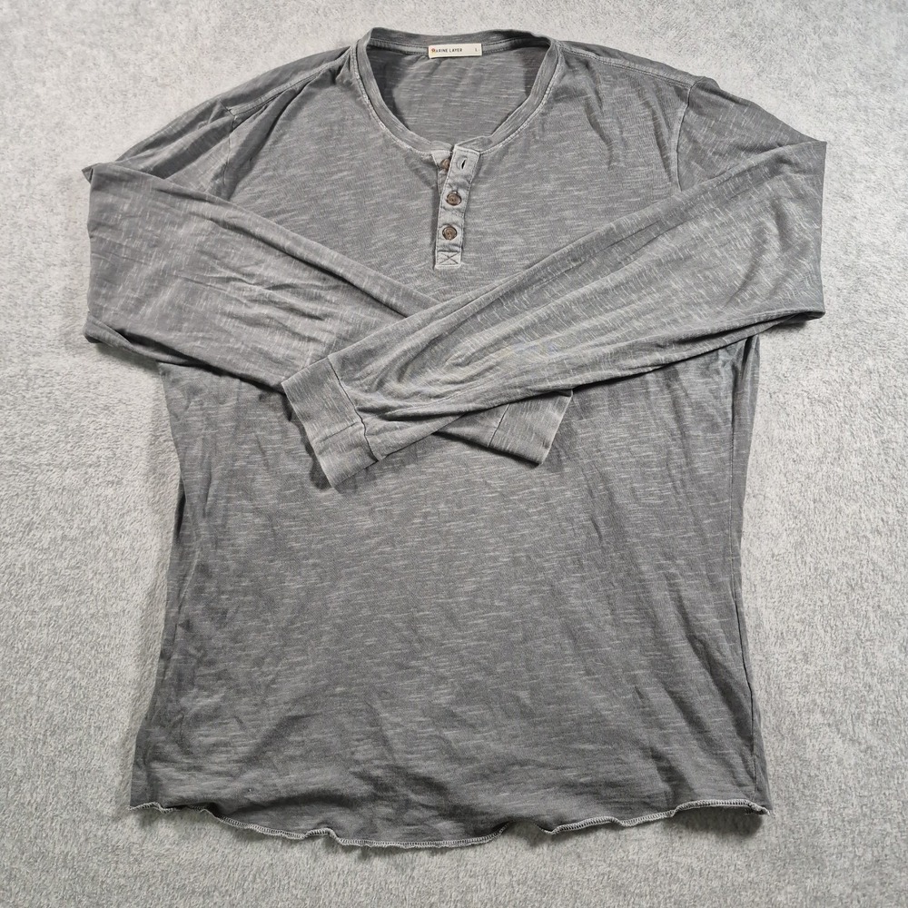 Marine Layer Men's Sz Large Striped Henley T-Shirt Comfortcore Long Sleeve Top